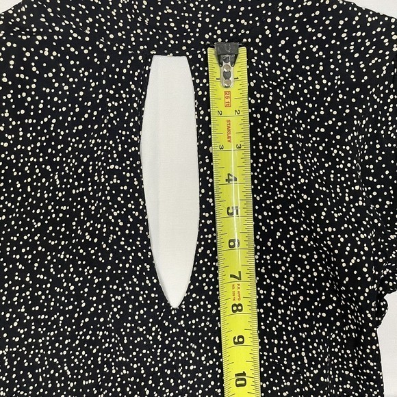 Flynn Skye Leah Mini Dress Size Small Black‎ w/ Crème Polka Dot Spotted Keyhole - Picture 7 of 12